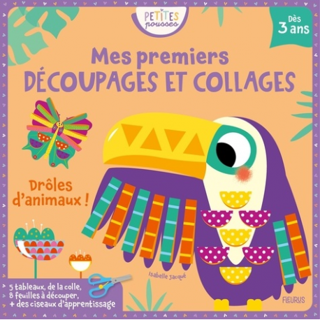 Drôles d'animaux ! - Mes premiers découpages et collages. Avec 5 tableaux- de la colle- 8 feuilles à découper- + des ciseaux d'