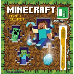 Carnet secret Minecraft - Avec 1 cadenas à code et 1 stylo à encre invisible et lumière magique - Album